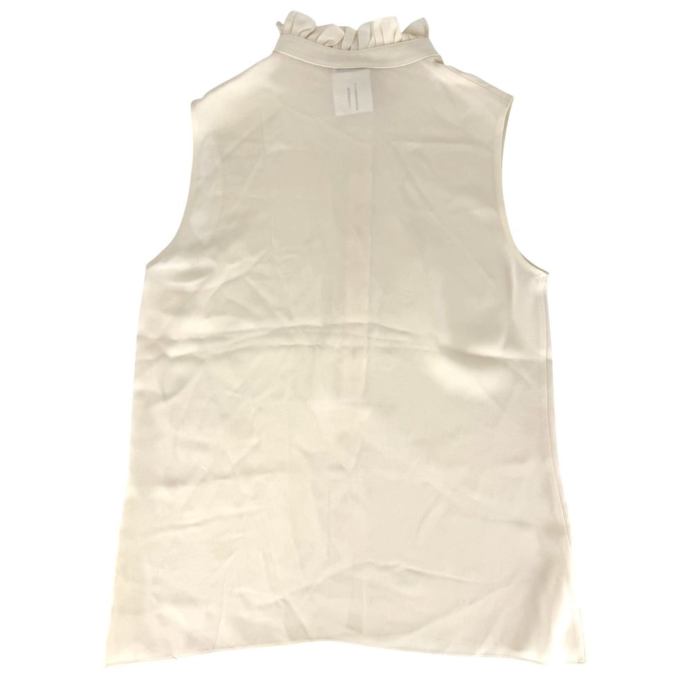 Chanel Blouse Sleeveless High Neck Top Ivory Silk Summer 36 — view 2