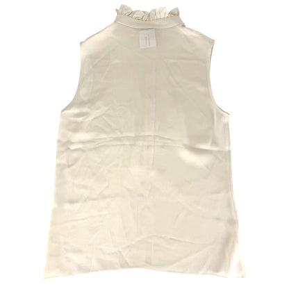 Chanel Blouse Sleeveless High Neck Top Ivory Silk Summer 36 — view 2