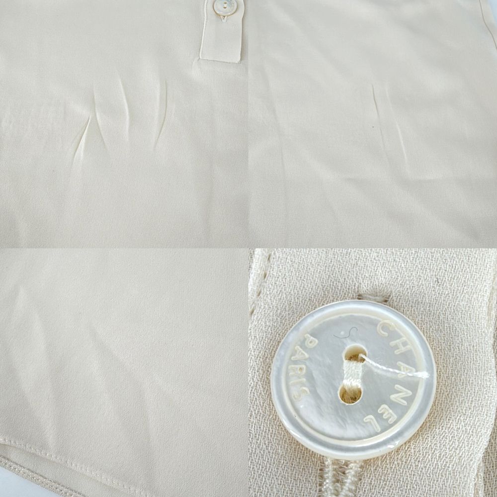 Chanel Blouse Sleeveless High Neck Top Ivory Silk Summer 36 — view 4