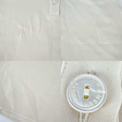 Chanel Blouse Sleeveless High Neck Top Ivory Silk Summer 36 — view 4