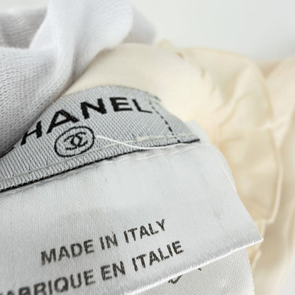 Chanel Blouse Sleeveless High Neck Top Ivory Silk Summer 36 — view 5