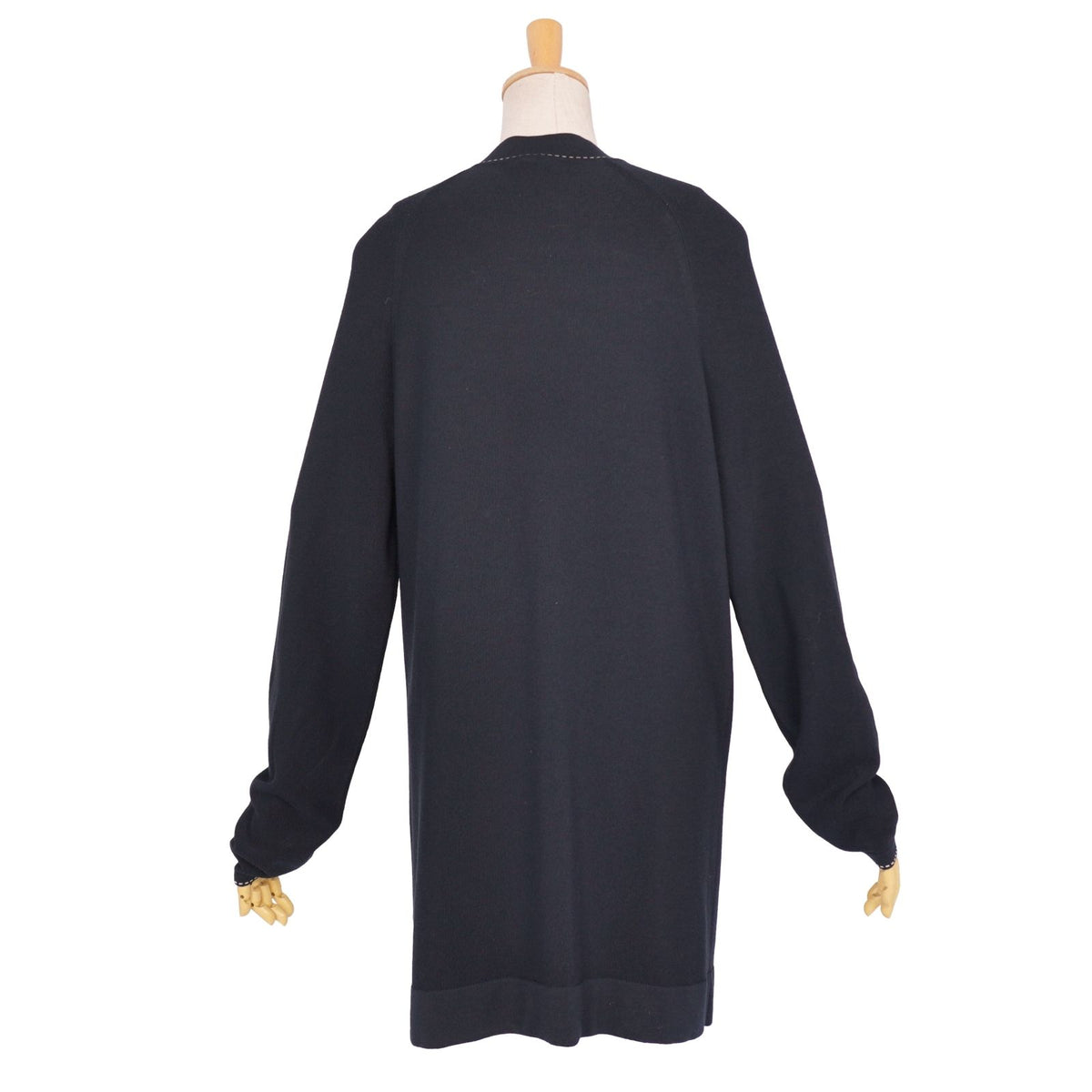 Hermes Cardigan Knit Long Sleeve Top Wool Navy 40 — view 5