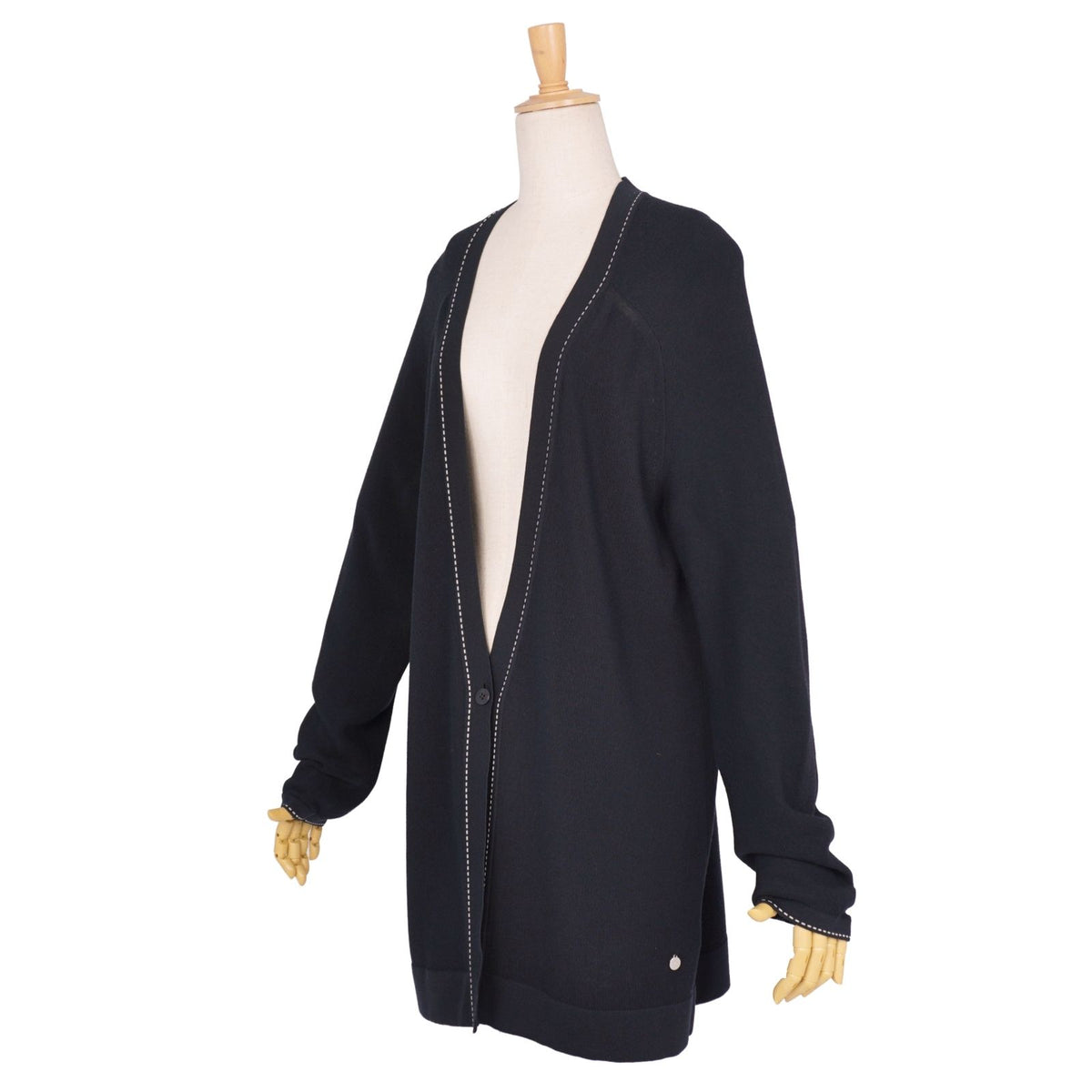 Hermes Cardigan Knit Long Sleeve Top Wool Navy 40 — view 4