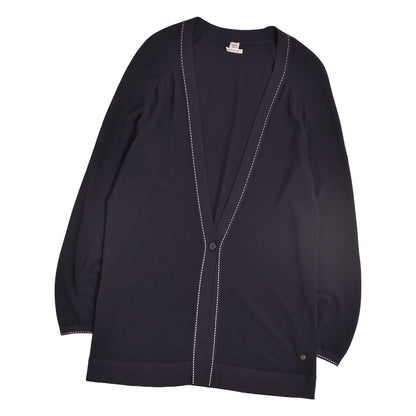 Hermes Cardigan Knit Long Sleeve Top Wool Navy 40