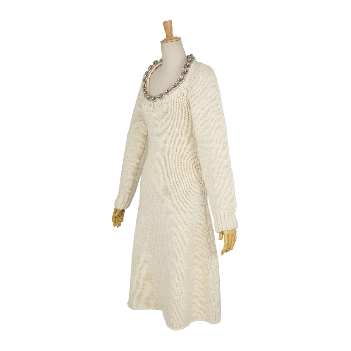 Bottega Veneta Daniele Roulis Era Dress Knit Long Sleeve Chain Top Wool White S — view 4