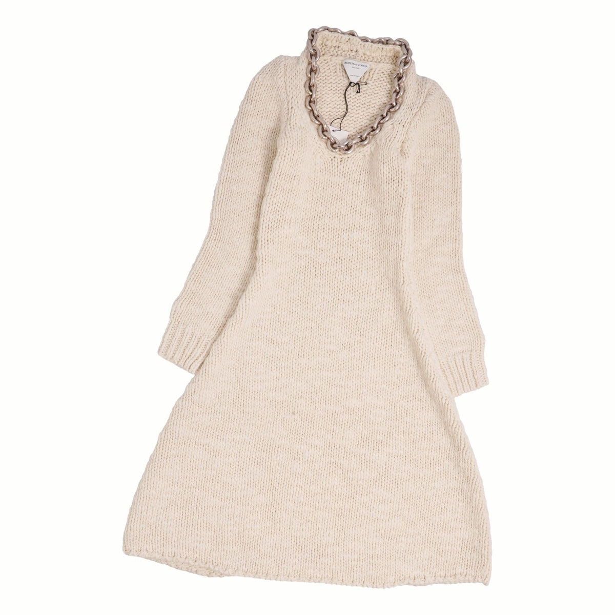 Bottega Veneta Daniele Roulis Era Dress Knit Long Sleeve Chain Top Wool White S