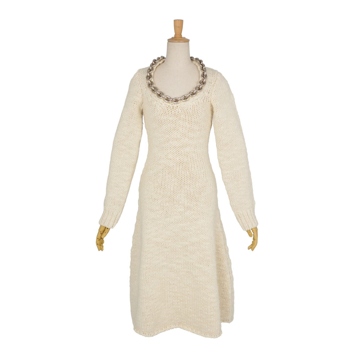 Bottega Veneta Daniele Roulis Era Dress Knit Long Sleeve Chain Top Wool White S — view 3