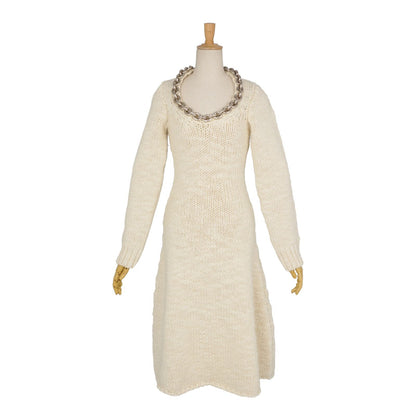 Bottega Veneta Daniele Roulis Era Dress Knit Long Sleeve Chain Top Wool White S — view 3