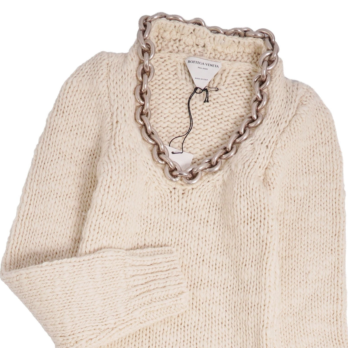 Bottega Veneta Daniele Roulis Era Dress Knit Long Sleeve Chain Top Wool White S — view 2