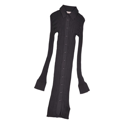 Bottega Veneta Daniele Roulis Era Dress Knit Silk Pleated Long Sleeve Top 40