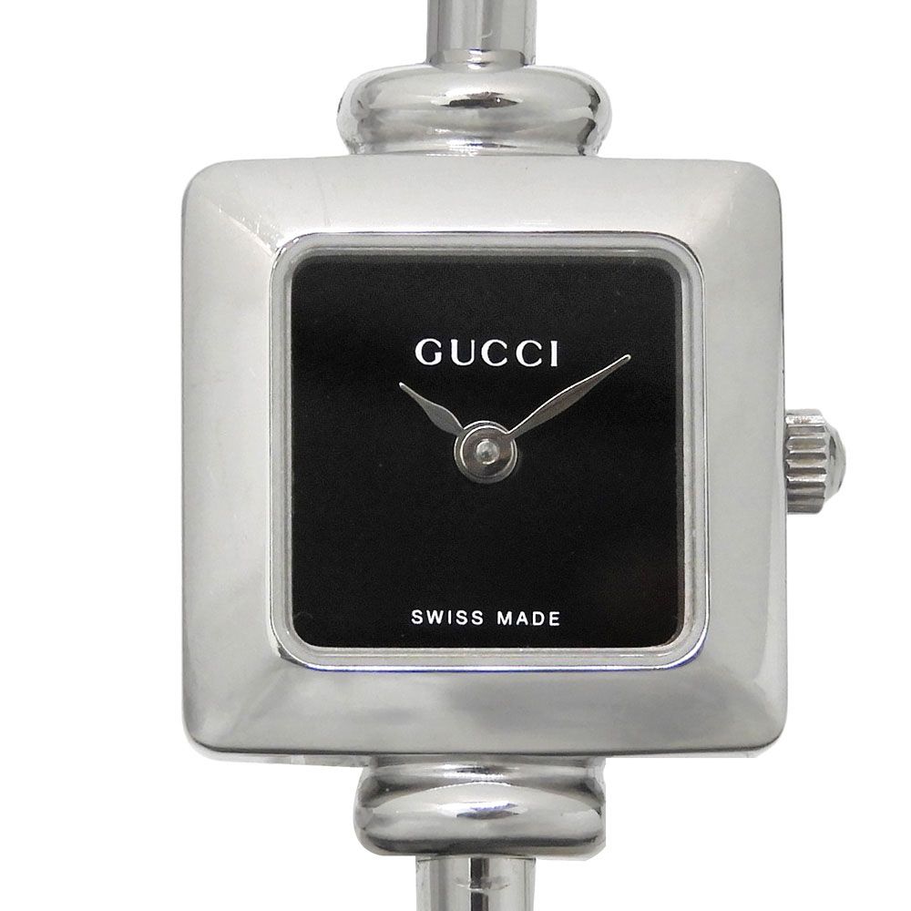 Gucci Stainless Steel Quartz Analog Display Black Dial Watch