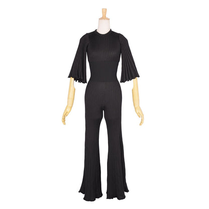 Bottega Veneta Daniele Roulis Era Jumpsuit Dress Knit Pleated Flare Sleeve Long