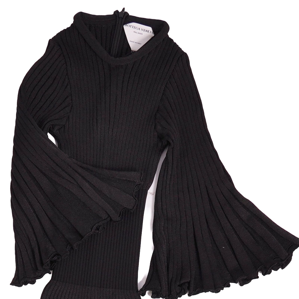 Bottega Veneta Daniele Roulis Era Jumpsuit Dress Knit Pleated Flare Sleeve Long — view 3