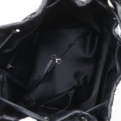 Chanel on the Road Wild Stitch Drawstring Leather Black Shoulder Bag — view 5