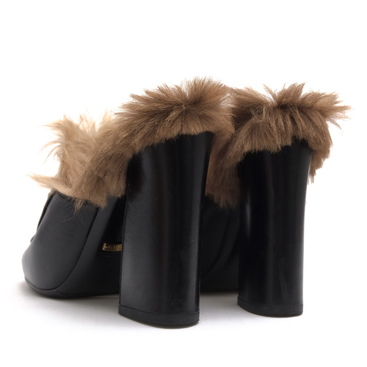 Gucci Pumps Shoes Leather Black GG Princetown Mules High Heels Fur — view 4