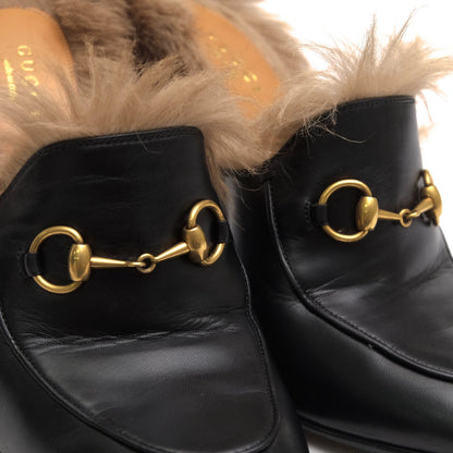 Gucci Pumps Shoes Leather Black GG Princetown Mules High Heels Fur — view 5