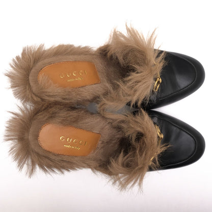 Gucci Pumps Shoes Leather Black GG Princetown Mules High Heels Fur — view 7