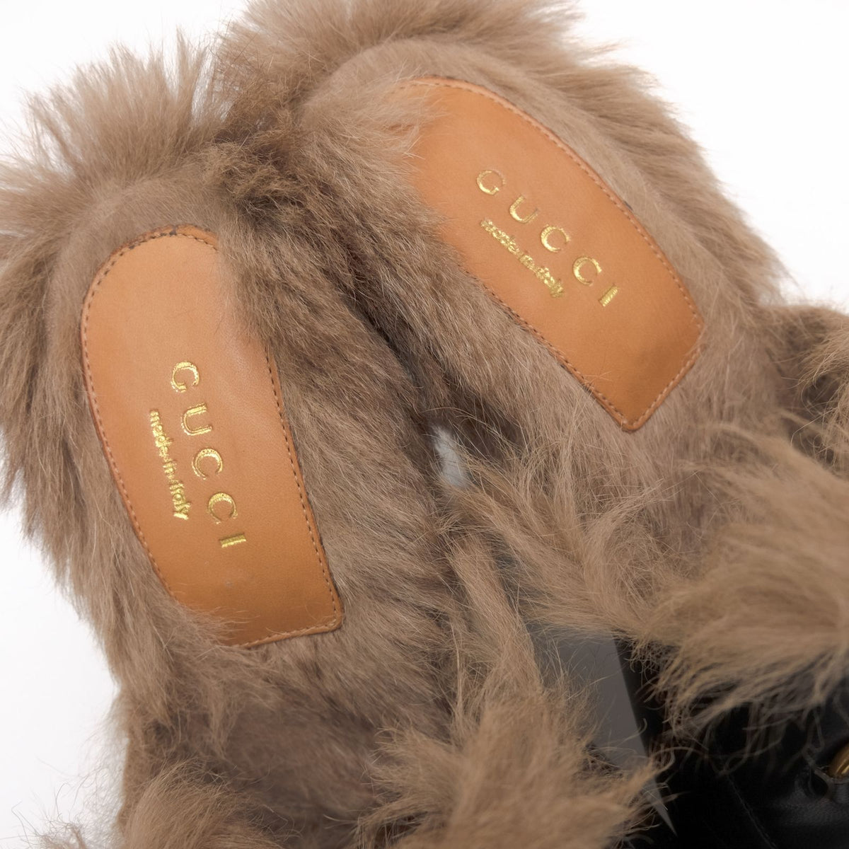 Gucci Pumps Shoes Leather Black GG Princetown Mules High Heels Fur — view 8