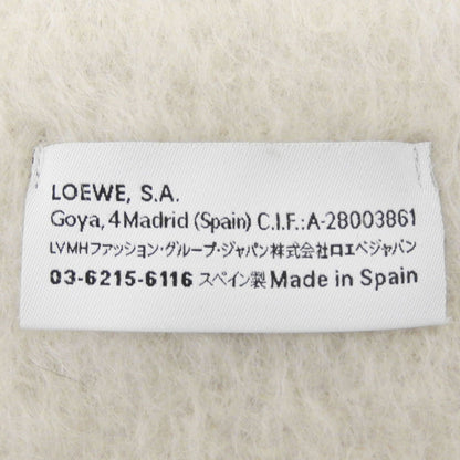 Loewe Mohair Wool Anagram Leather Patch Scarf with Fringe White Brown — view 6