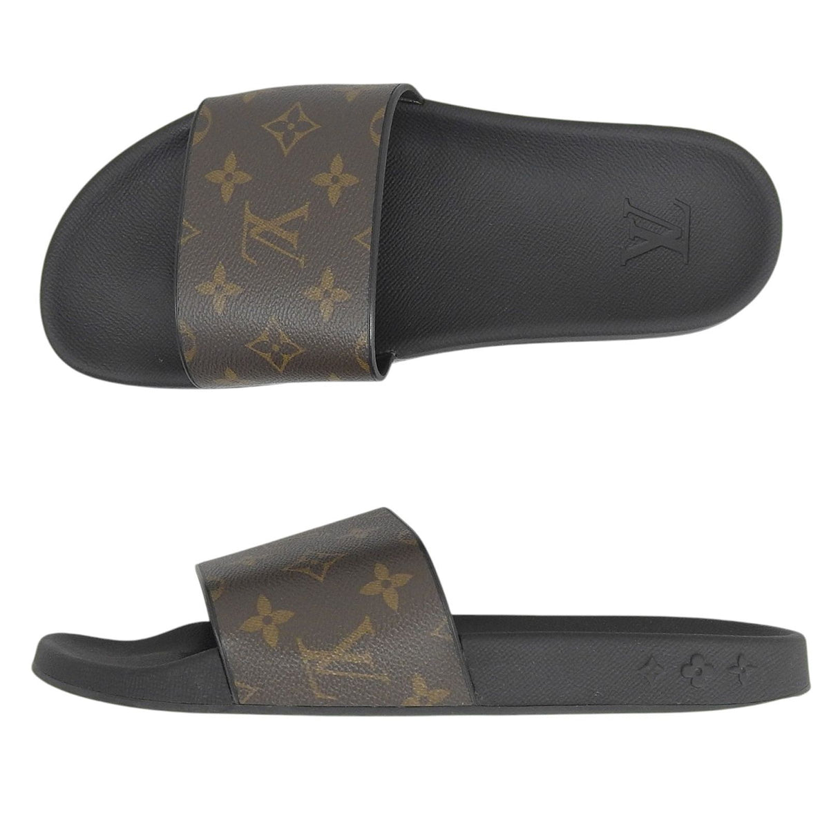 Louis Vuitton Waterfront Line Monogram Canvas Logo Rubber Sandals Brown — view 3