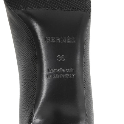 Hermes Patent Leather Hapi Buckle Pointed Toe Pumps Black Heels — view 7