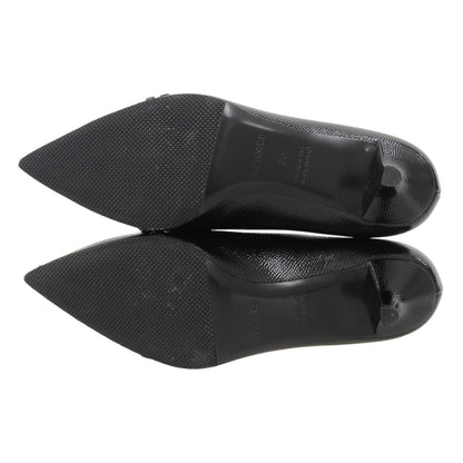 Hermes Patent Leather Hapi Buckle Pointed Toe Pumps Black Heels — view 6