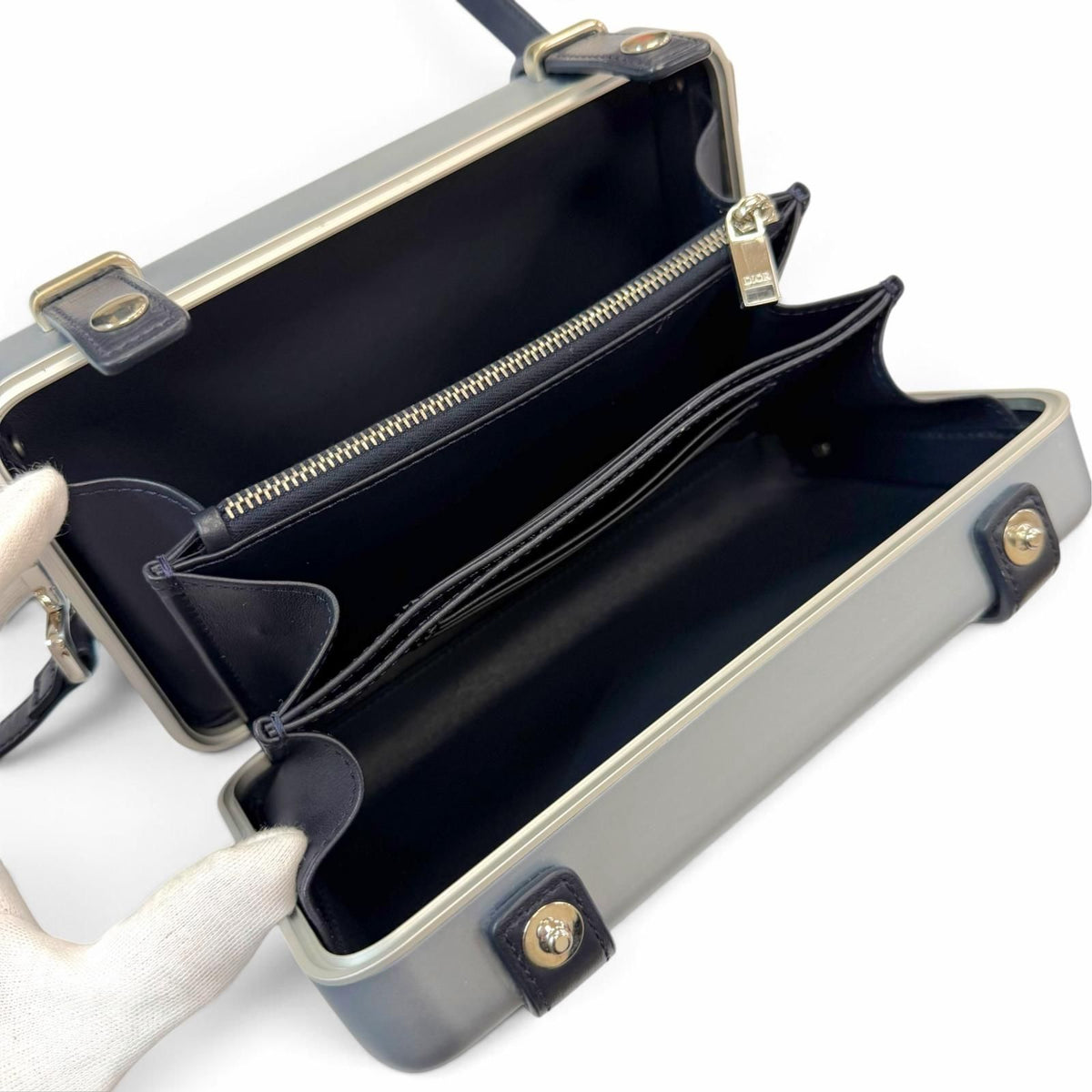 Dior Rimowa Homme Personal Aluminum Leather Shoulder Bag Blue Navy — view 7