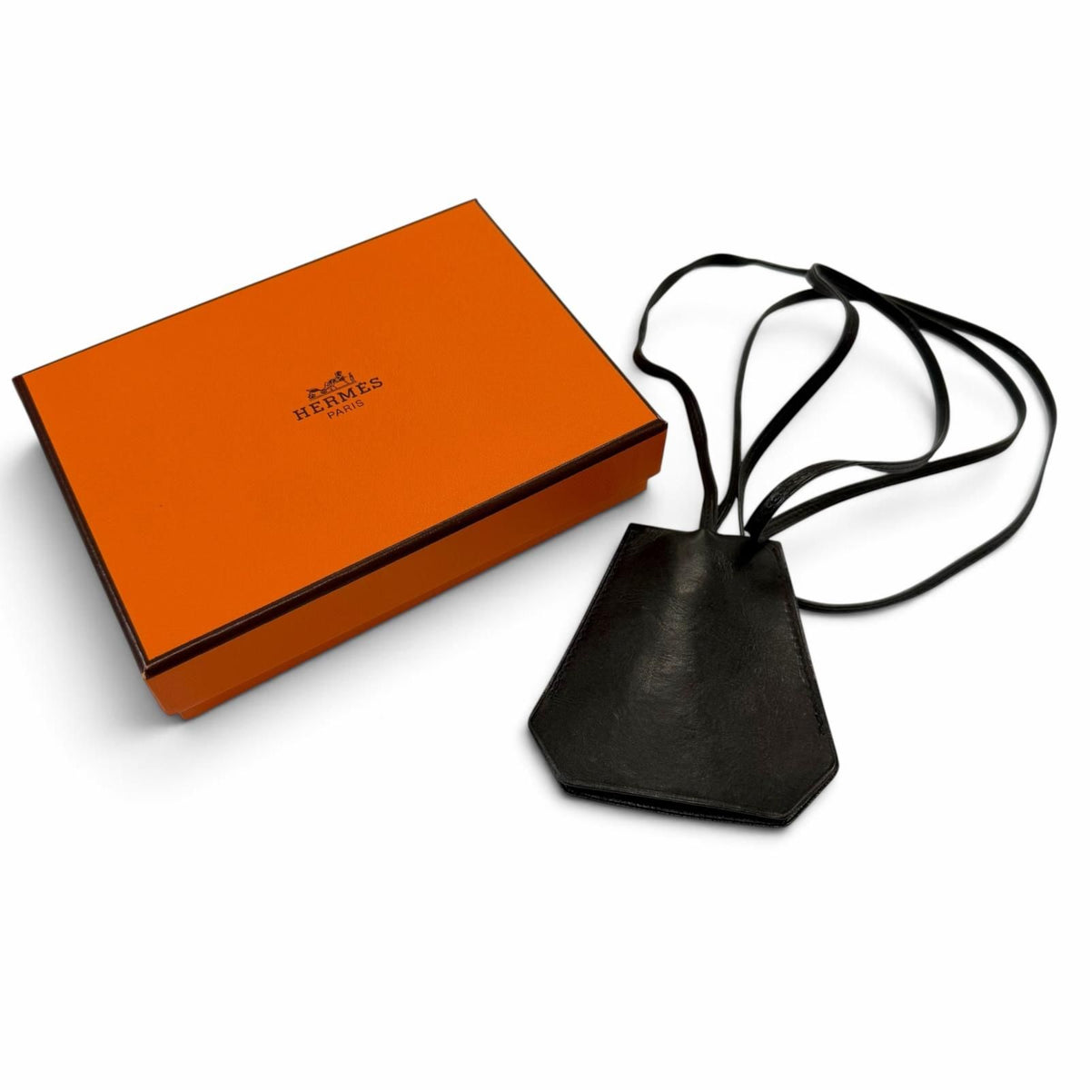 Hermes Vintage Large Clochette Leather Martin Margiela Era Necklace Black — view 2