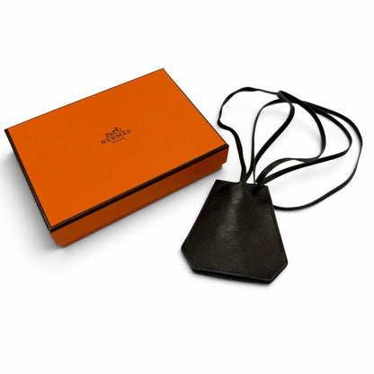 Hermes Vintage Large Clochette Leather Martin Margiela Era Necklace Black — view 2