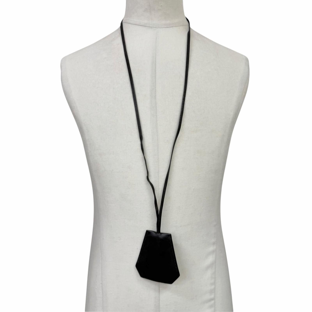 Hermes Vintage Large Clochette Leather Martin Margiela Era Necklace Black — view 3