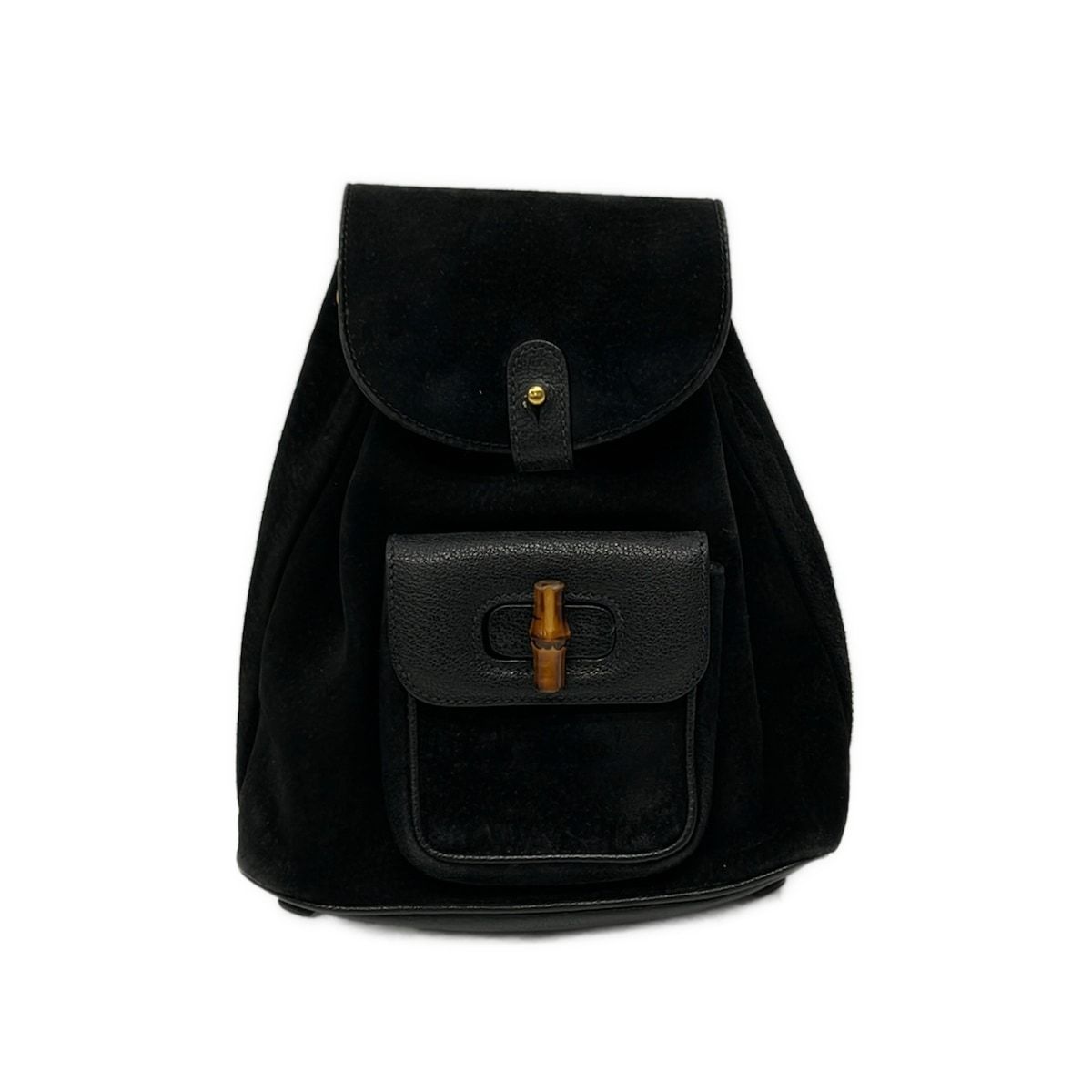 Gucci Backpack Bamboo Black Brown Leather
