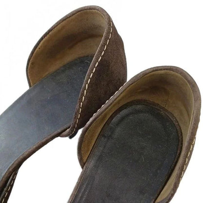 Prada Pumps Suede Pointed Toe Kitten Heels Buckle Brown — view 4