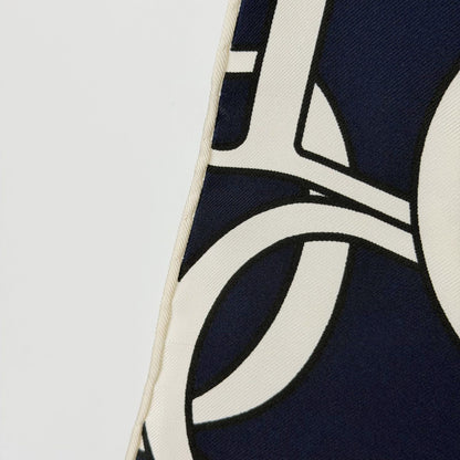 Dior CD Logo Monogram All Over Print Scarf Silk 100% Navy Ivory Vintage — view 7