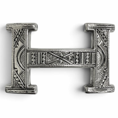 Hermes 925 Sterling Silver Touareg Toareg Hand Carved Sculpture Design H Logo
