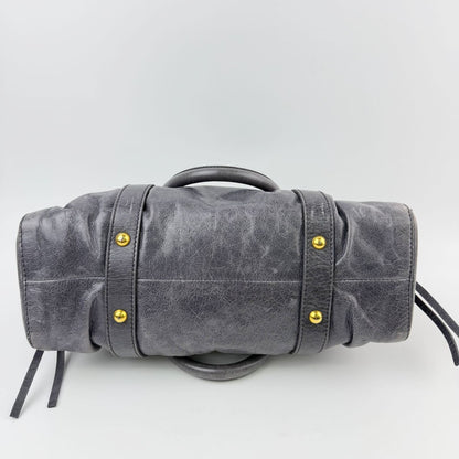 Miu Miu Logo Gathered Ring 2-Way Shoulder Bag Leather Gray Gold Vintage — view 7