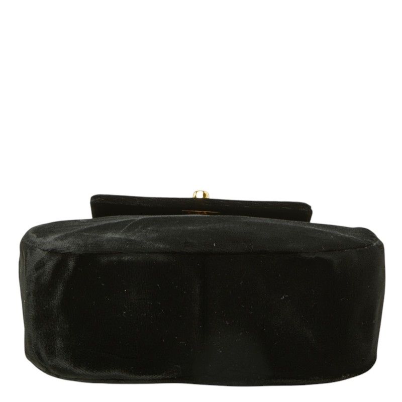 Chanel CC Logo Twist Handle Mini Handbag Top Black Gold Velour — view 3