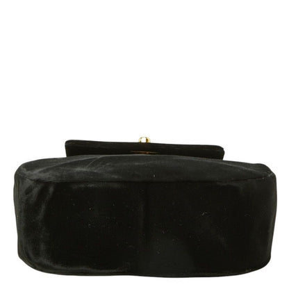 Chanel CC Logo Twist Handle Mini Handbag Top Black Gold Velour — view 3