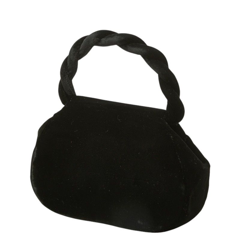 Chanel CC Logo Twist Handle Mini Handbag Top Black Gold Velour — view 2