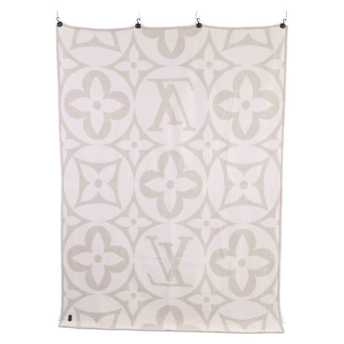 Louis Vuitton Flight Mode Plaid LV Medallion Wool & Cashmere Blanket 180 — view 2