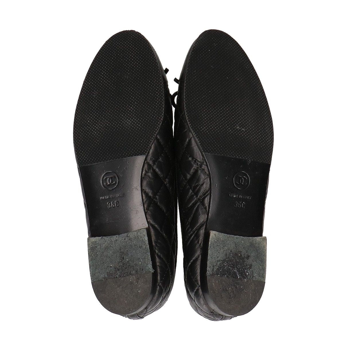 Chanel CC Logo Quilted Aged Calfskin Ballerina Flat Shoes 36C — view 6