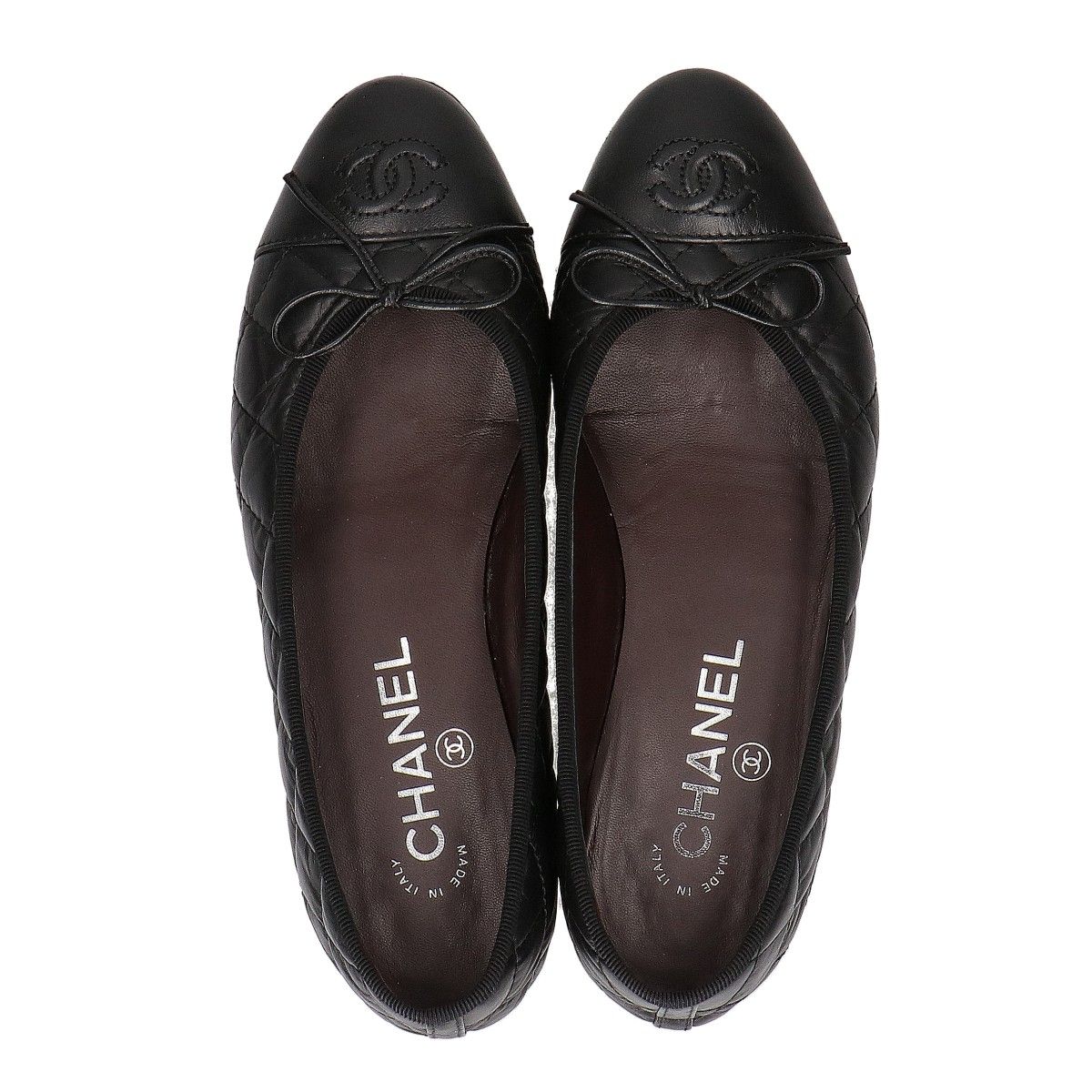Chanel CC Logo Quilted Aged Calfskin Ballerina Flat Shoes 36C — view 5