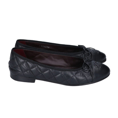 Chanel CC Logo Quilted Aged Calfskin Ballerina Flat Shoes 36C — view 4
