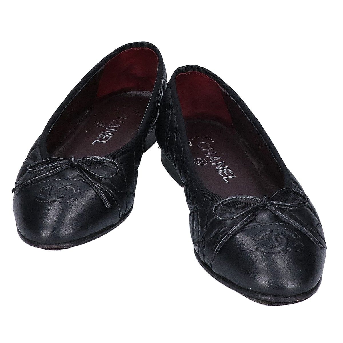 Chanel CC Logo Quilted Aged Calfskin Ballerina Flat Shoes 36C