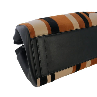 Max Mara Striped Leather 2-Way Shoulder Bag Brown Black — view 6