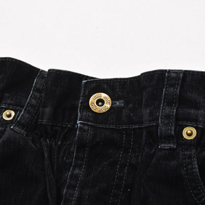 Miu Miu Wide Pants Black Cotton Gathered Washed Flock 36 — view 3