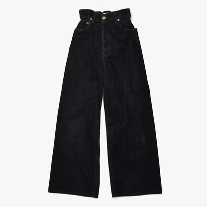 Miu Miu Wide Pants Black Cotton Gathered Washed Flock 36