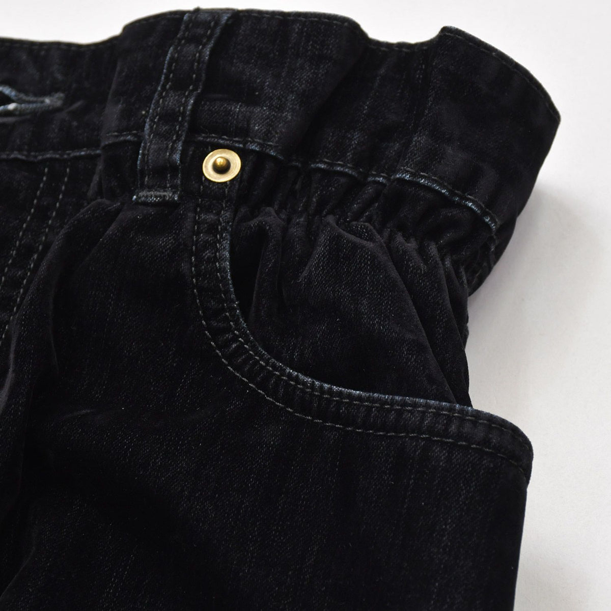 Miu Miu Wide Pants Black Cotton Gathered Washed Flock 36 — view 5