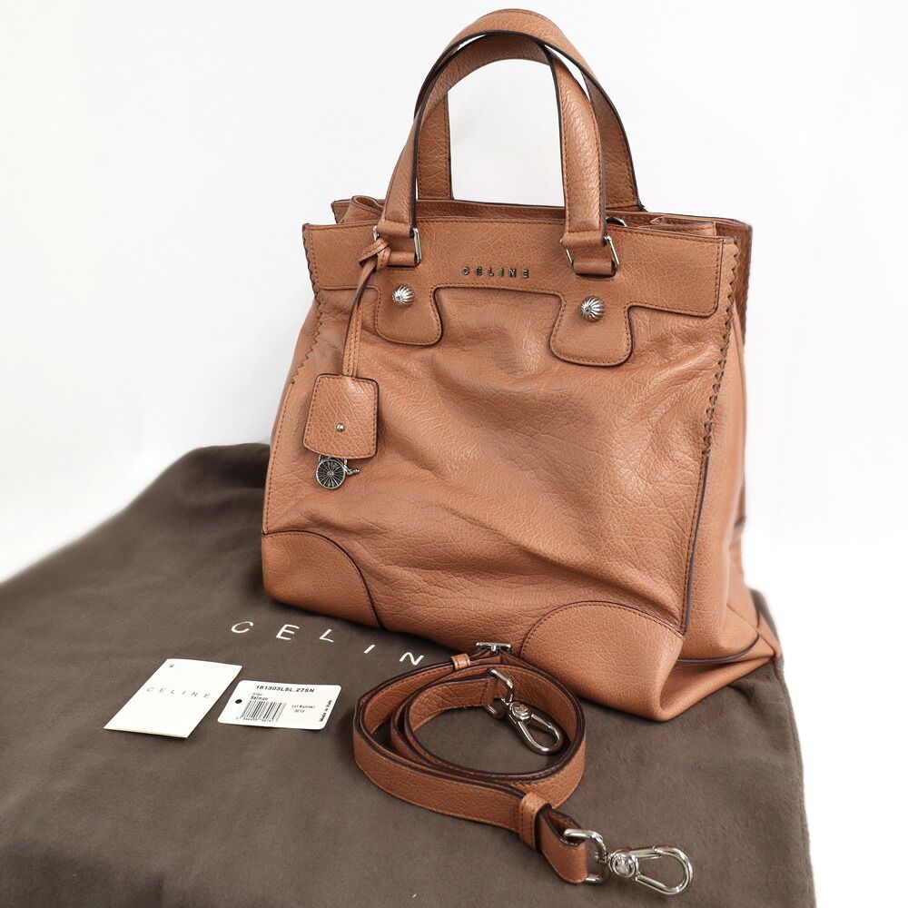 Celine Orlov 2-Way Handbag Salmon Leather Bag — view 4