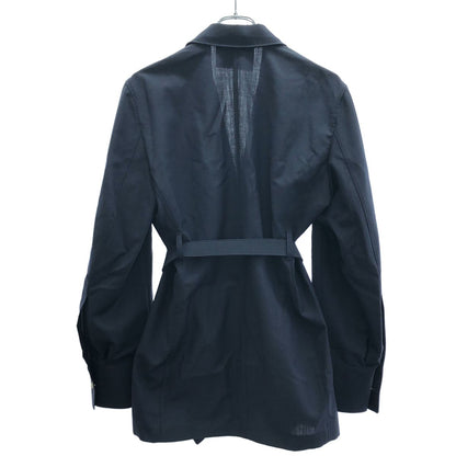 Prada Belted Wool Jacket Navy — view 2