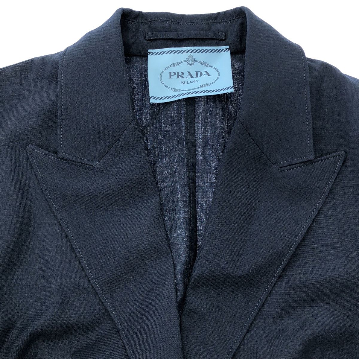 Prada Belted Wool Jacket Navy — view 4